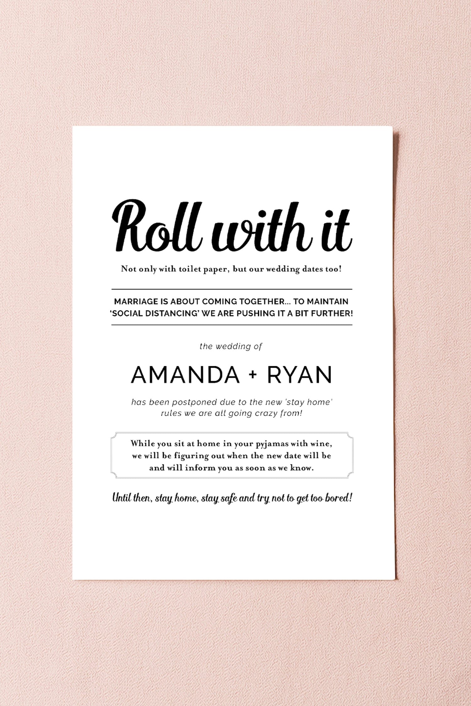 Funny Postponed Wedding Card