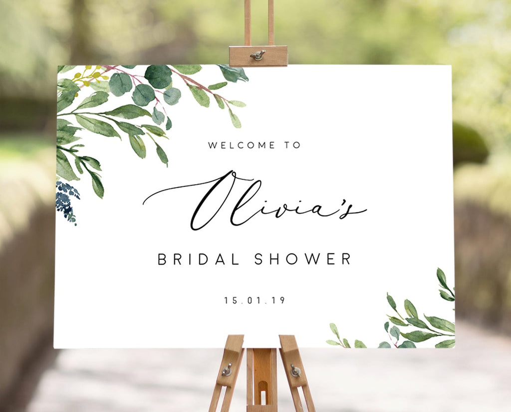 Greenery Bridal Shower Welcome Sign Template
