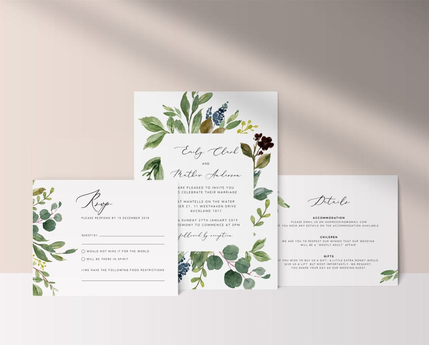 Greenery Eucalyptus Wedding Invitation Set
