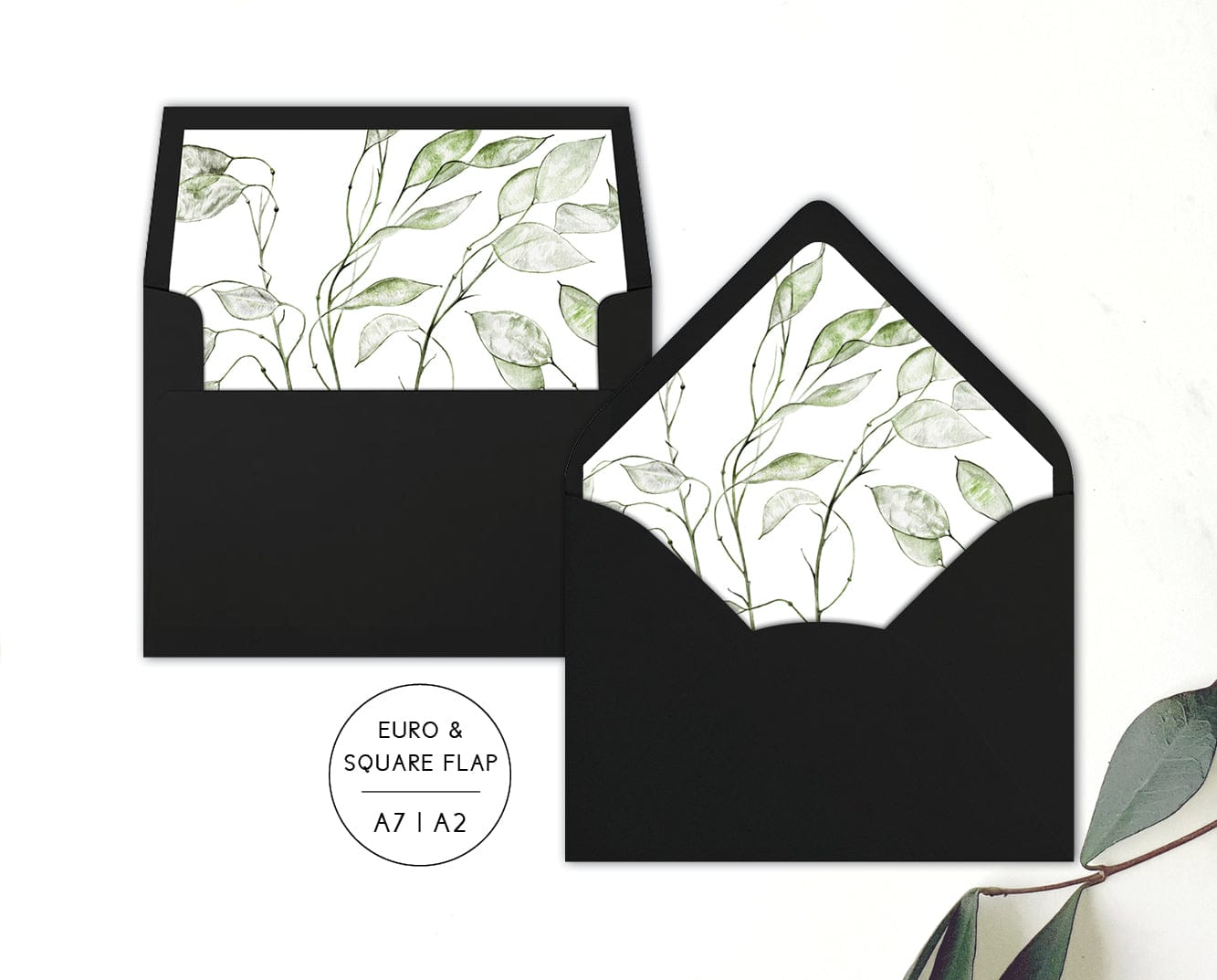 Greenery Wedding Envelope Liner Template