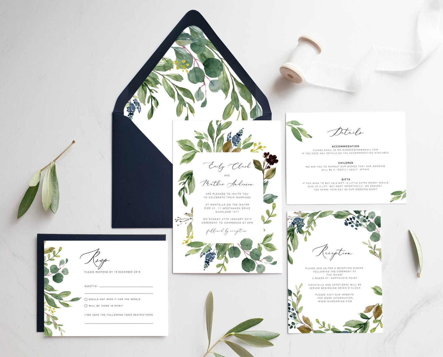 Greenery Wedding Invitation