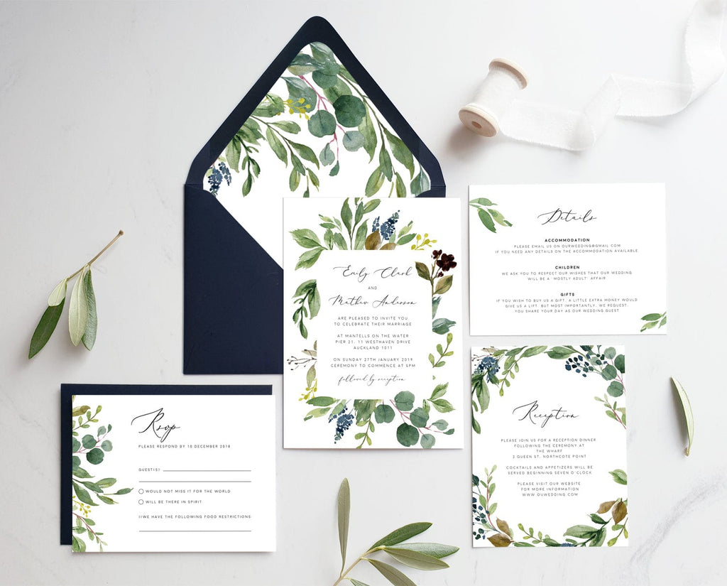 Greenery Wedding Invitation Suite