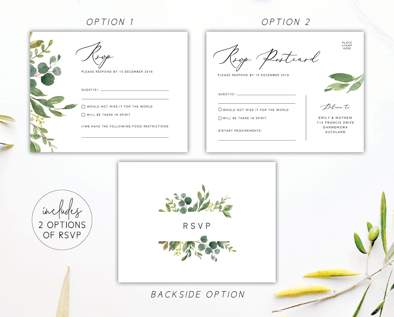 Greenery Wedding Invitation Suite