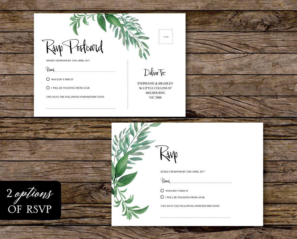 Greenery Wedding Invitations Printable Template