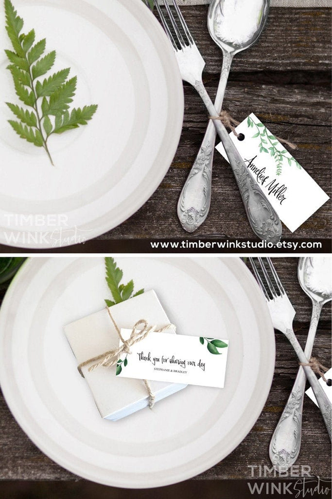 Greenery Wedding Place Card Printable Template