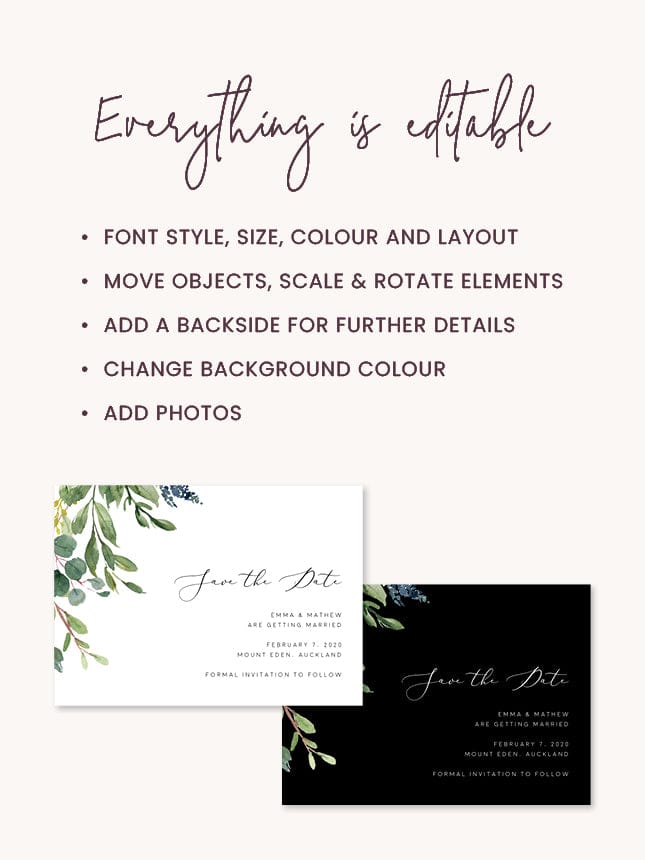 Greenery Wedding Save The Date Card Template