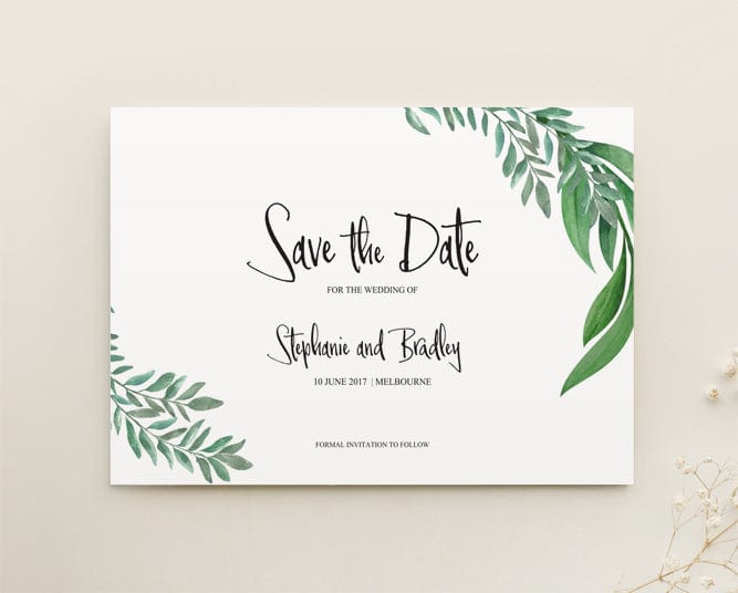 Greenery Wedding Save The Date Printable Template