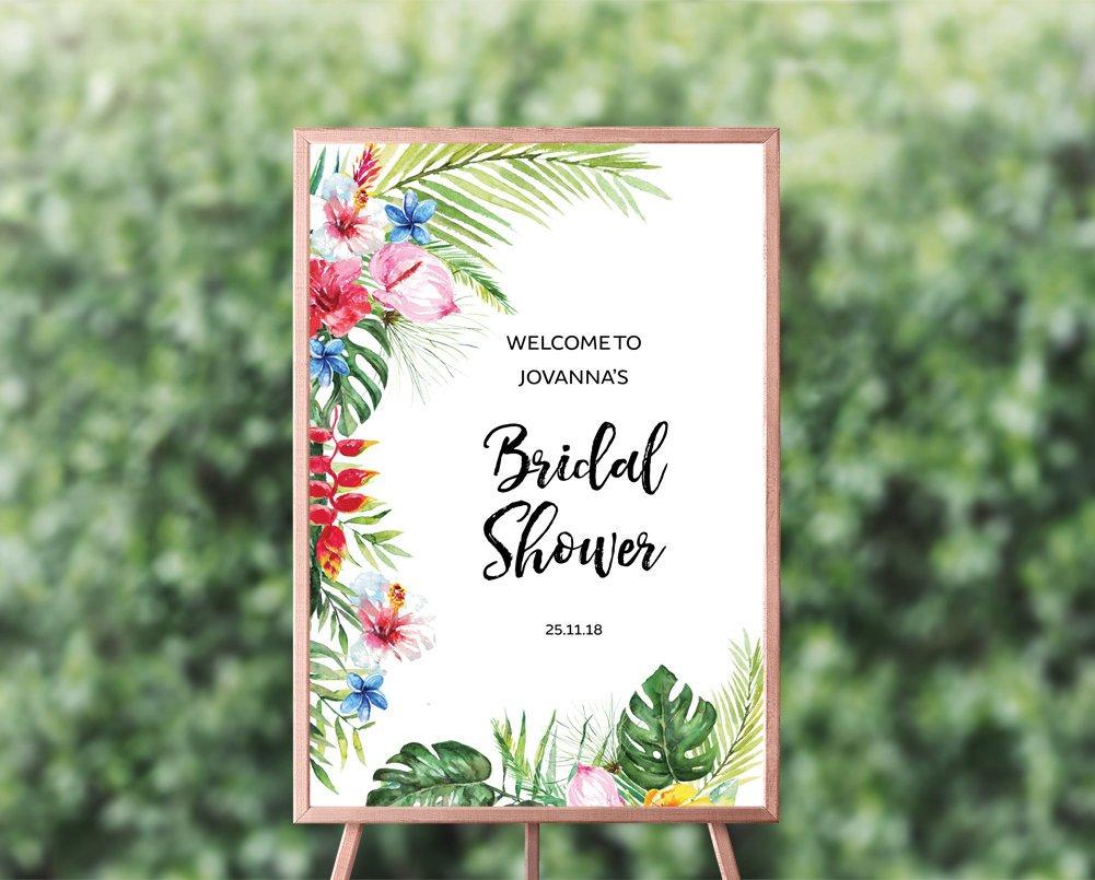 Hawaiian Bridal Shower Welcome Sign Template