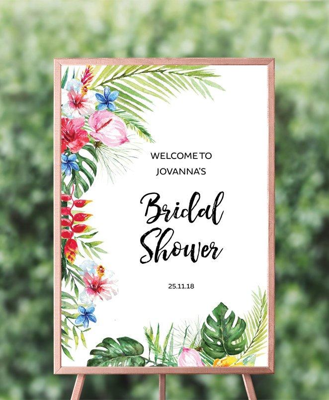 Hawaiian Bridal Shower Welcome Sign Template