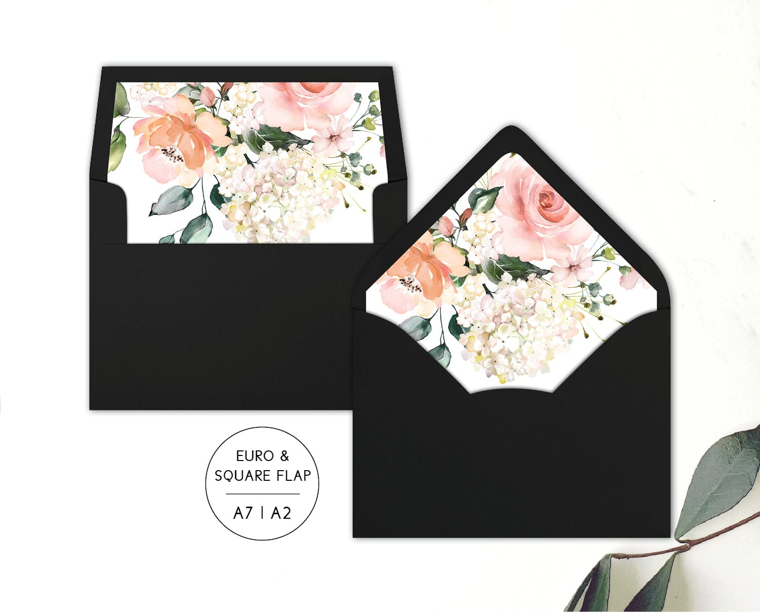 Hydrangea Wedding Envelope Liner Template