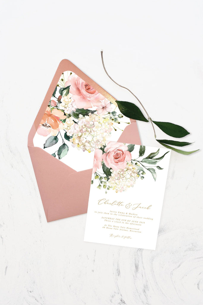 Hydrangea Wedding Envelope Liner Template