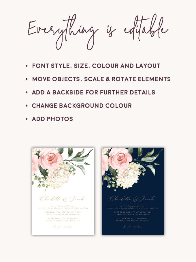 Hydrangea Wedding Invitations Template