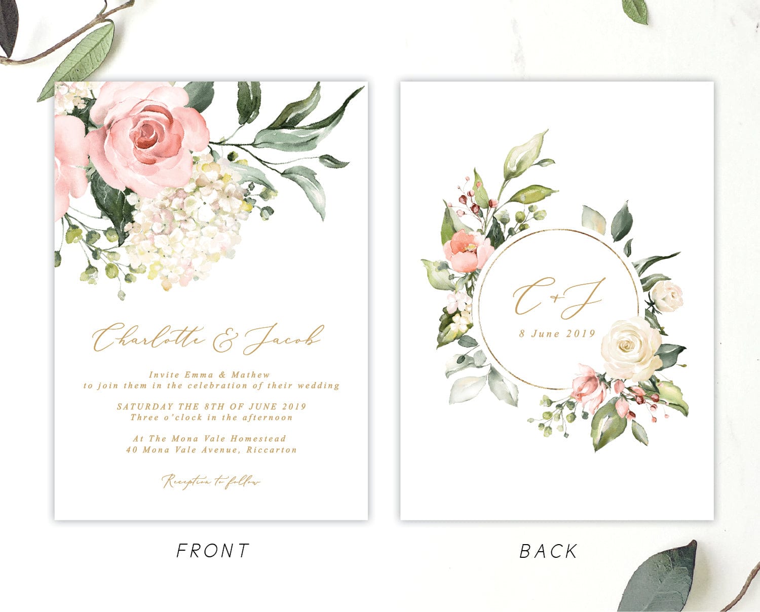 Hydrangea Wedding Invitations Template