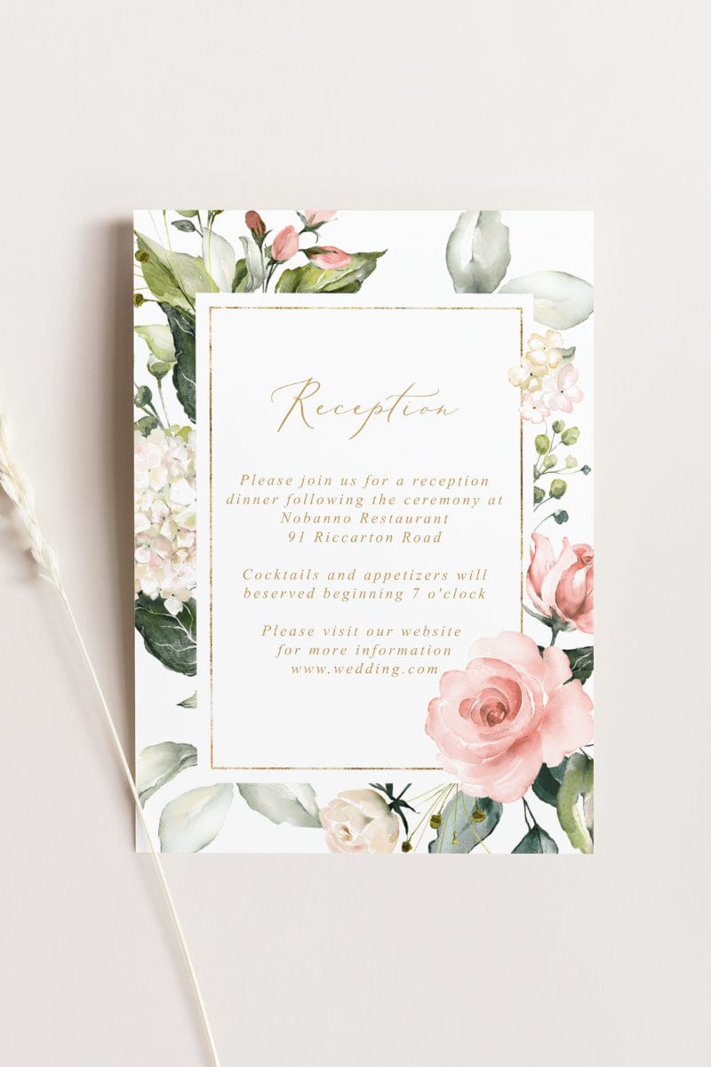 Hydrangea Wedding Reception Invitation Card