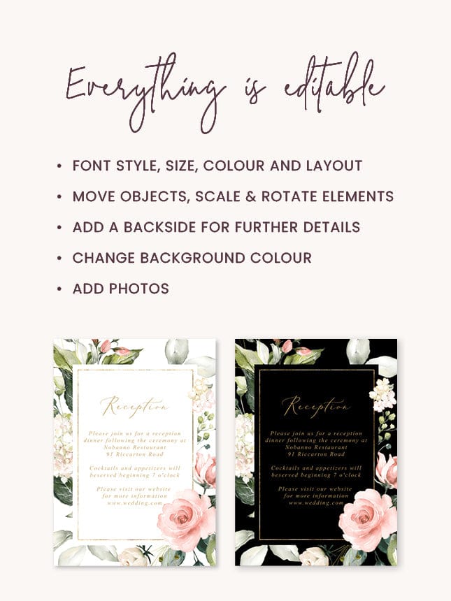 Hydrangea Wedding Reception Invitation Card
