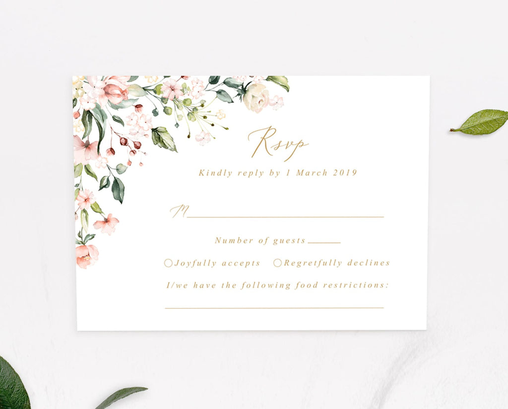 Hydrangea Wedding RSVP Card Template