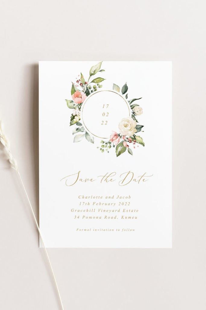 Hydrangea Wedding Save The Date Card Template