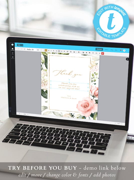 Hydrangea Wedding Thank You Card Template