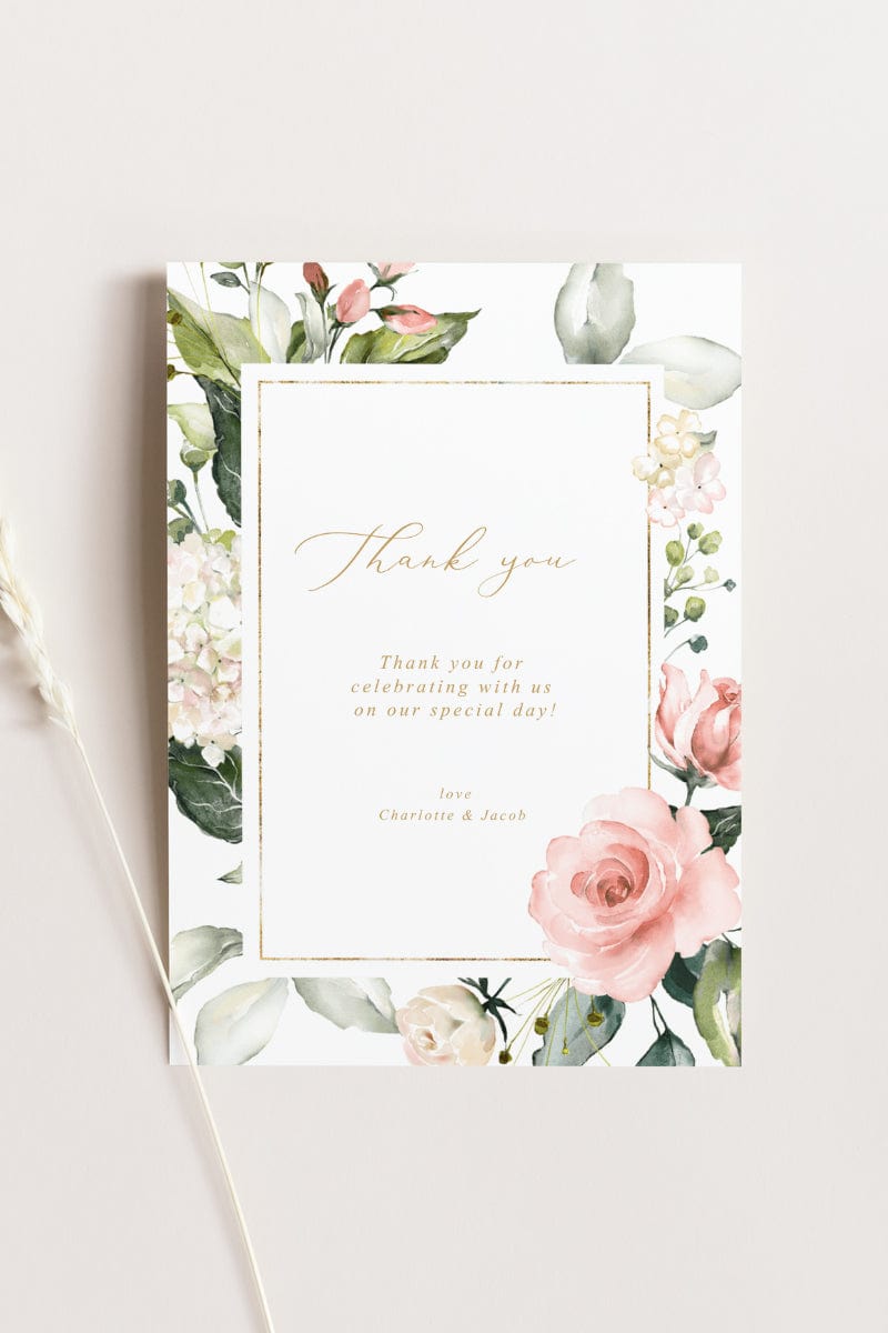 Hydrangea Wedding Thank You Card Template