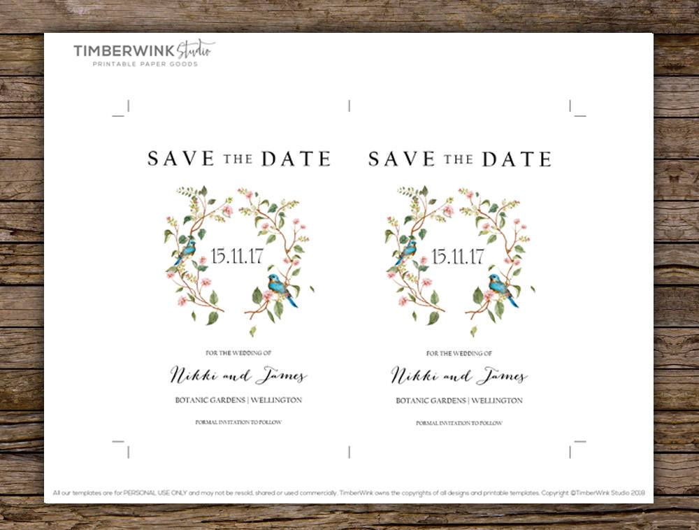 Love Birds Save The Date Card Template
