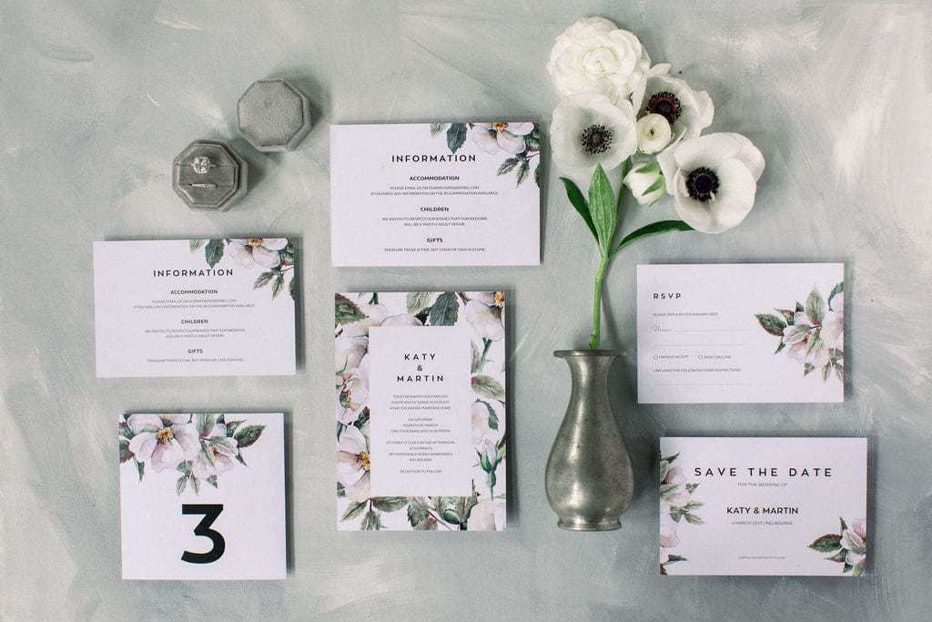 Magnolia Floral Wedding Information Card Printable Template