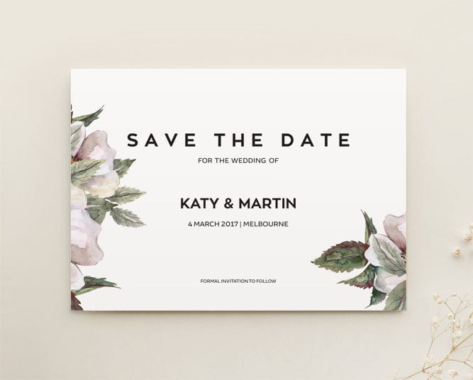 Magnolia Floral Wedding Save The Date Printable Template