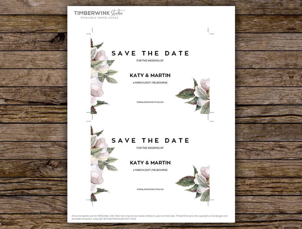 Magnolia Floral Wedding Save The Date Printable Template