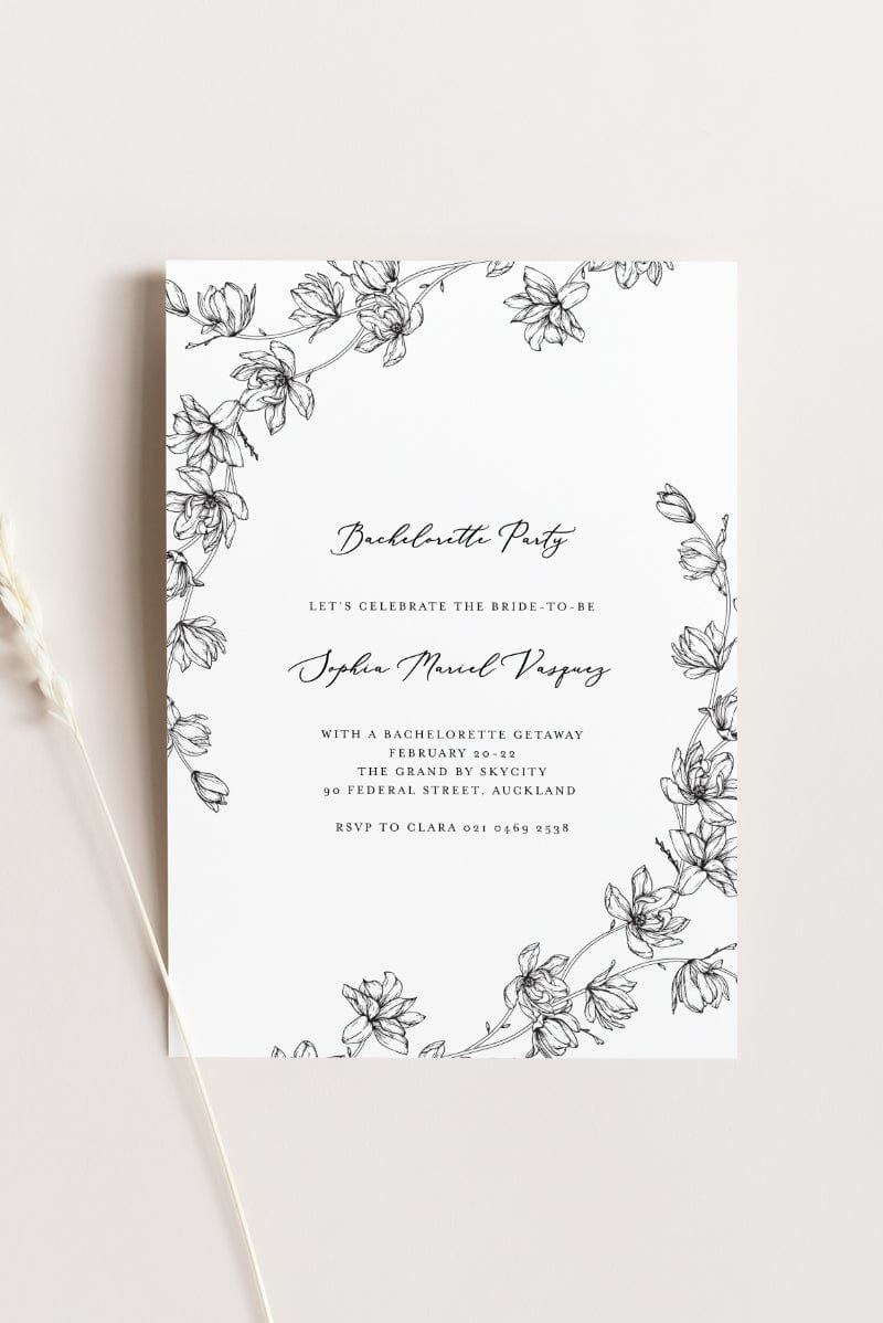 Magnolia Flower Bachelorette Party Invitation Card