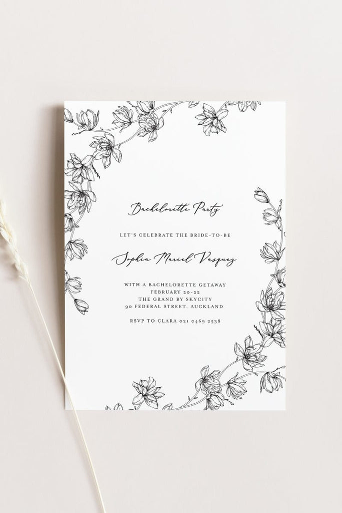 Magnolia Flower Bachelorette Party Invitation Card