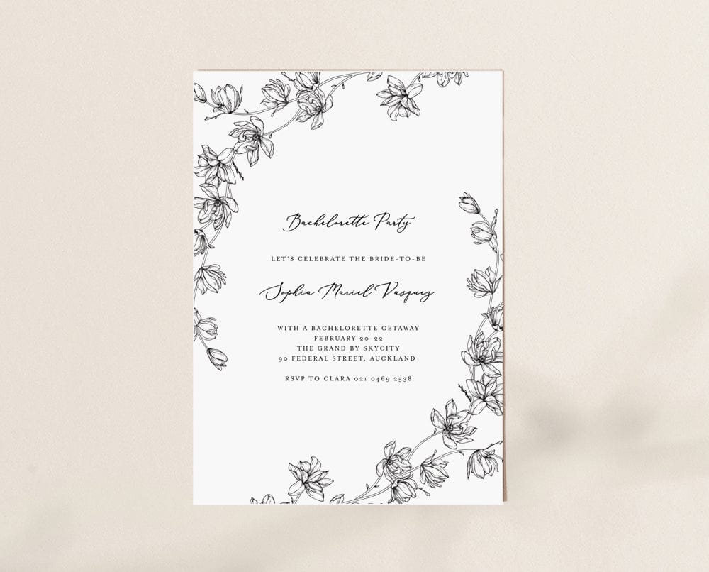 Magnolia Flower Bachelorette Party Invitation Card