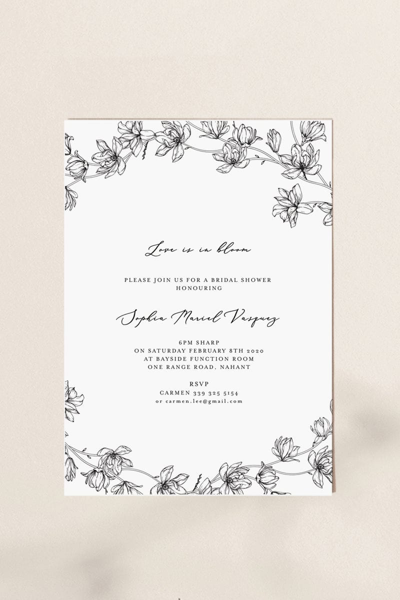 Magnolia Flower Bridal Shower Invitation Template