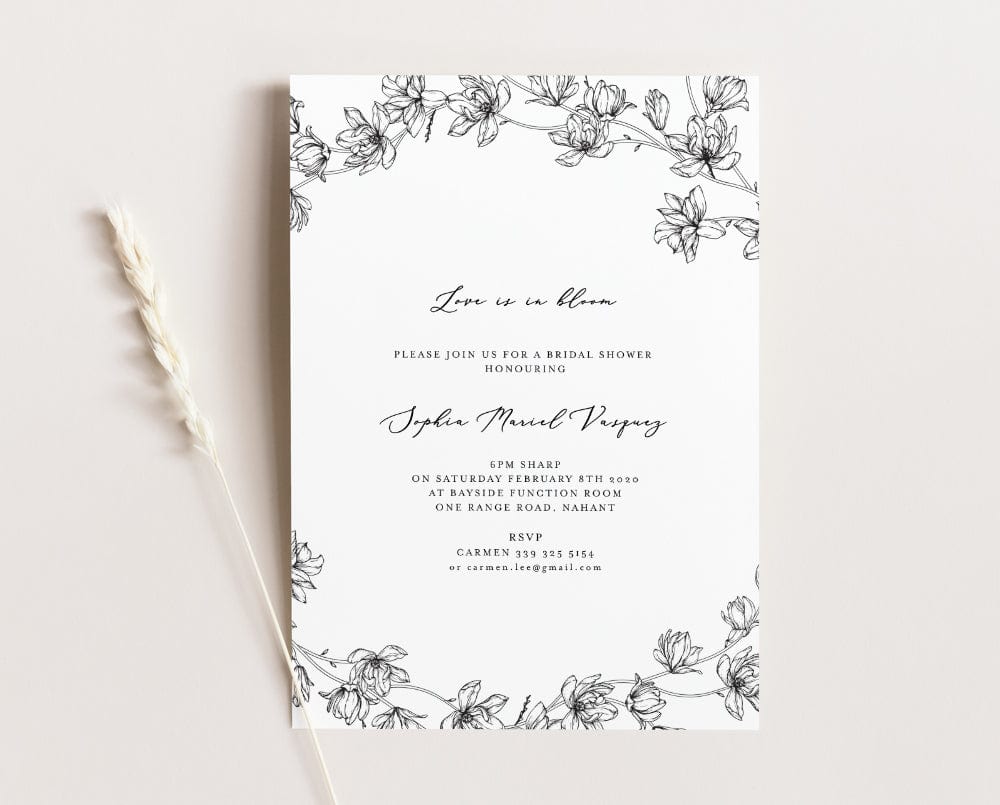 Magnolia Flower Bridal Shower Invitation Template