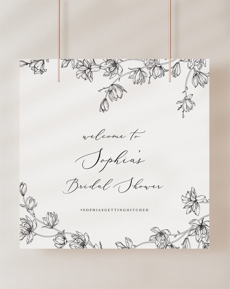 Magnolia Flower Bridal Shower Welcome Sign Template