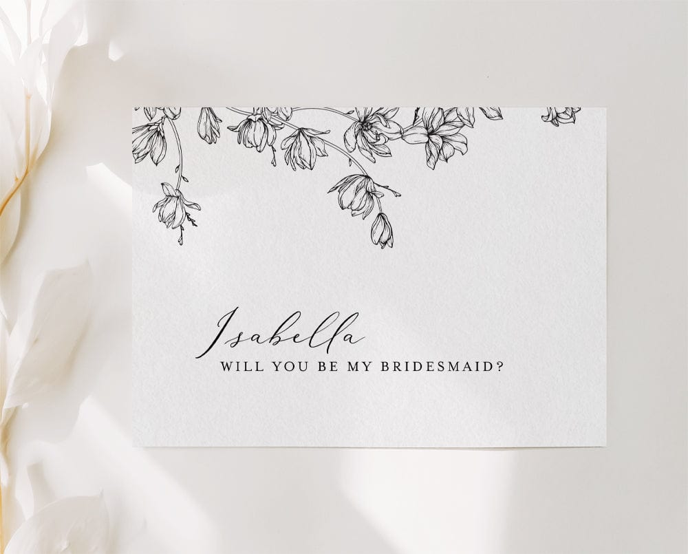 Magnolia Flower Bridesmaid Proposal Card Template