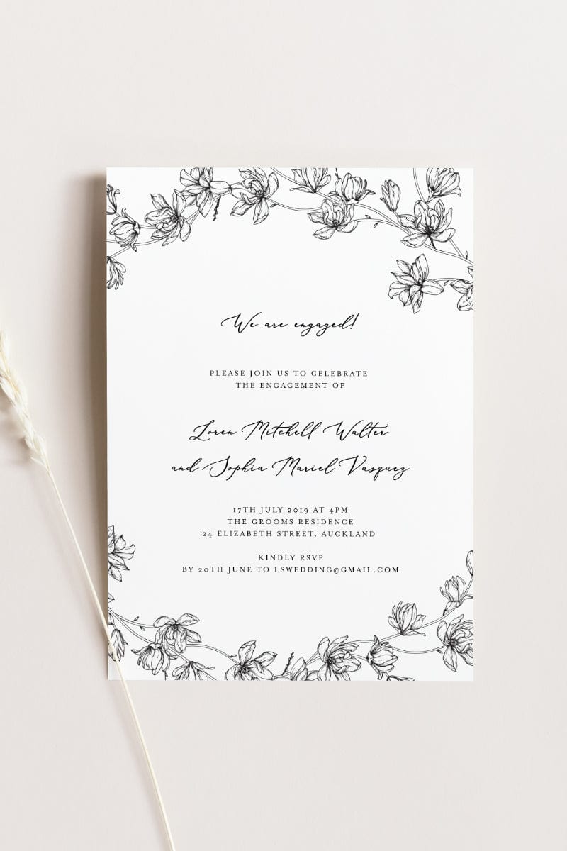 Magnolia Flower Engagement Party Invitation Template