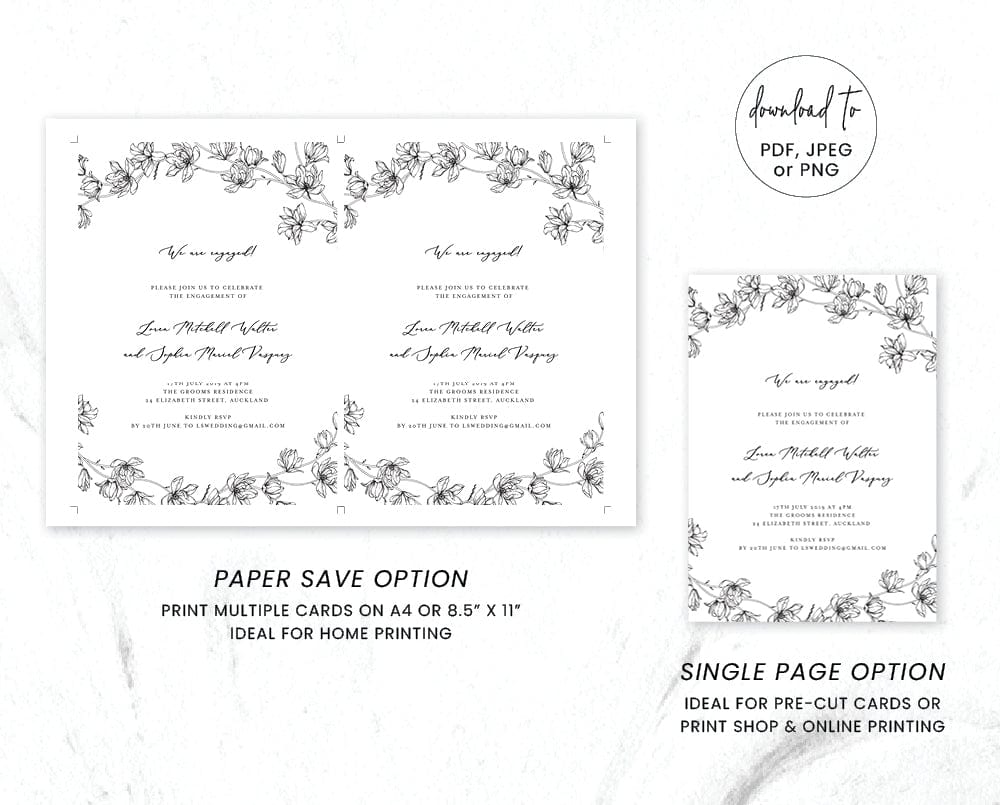 Magnolia Flower Engagement Party Invitation Template