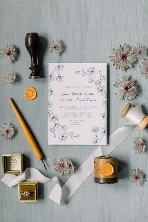 Magnolia Flower Wedding Invitation Set