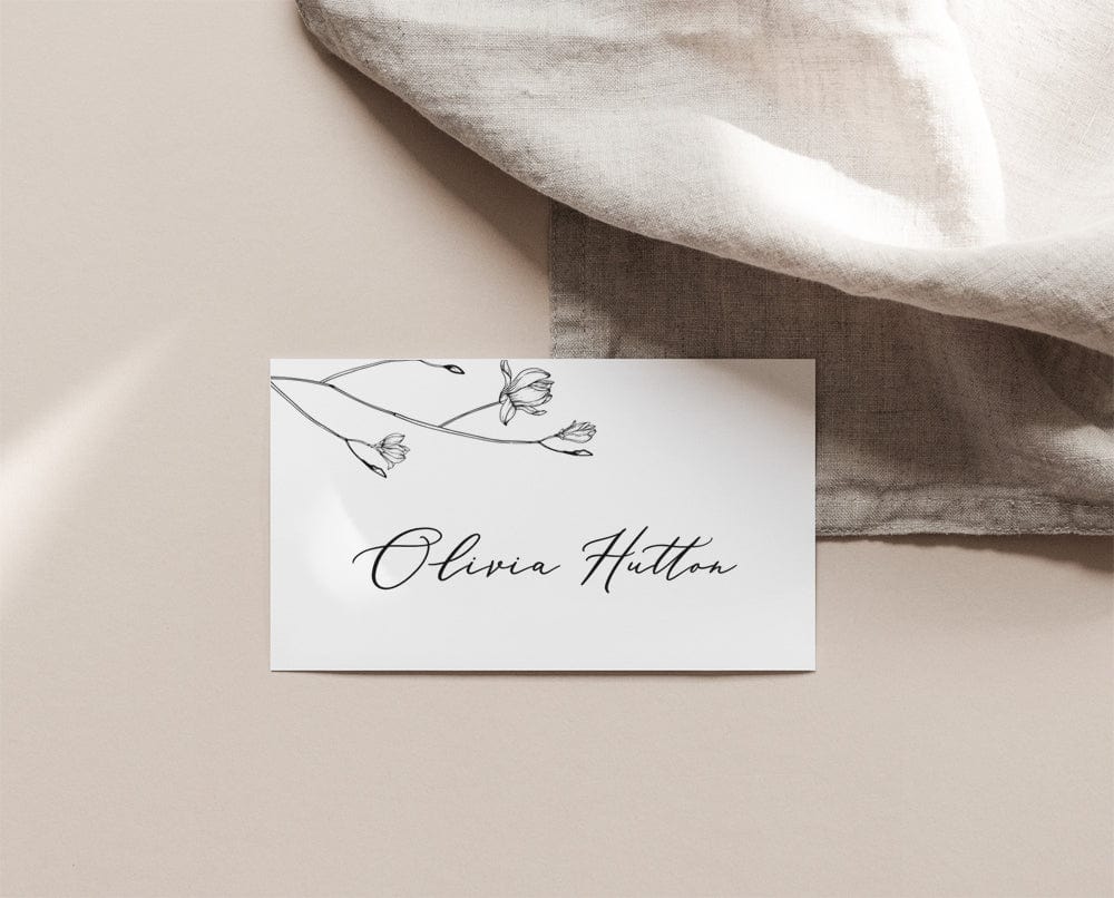 Magnolia Flower Wedding Name Card Template