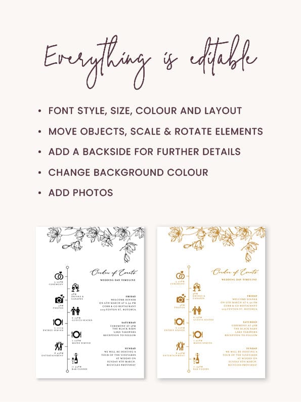 Magnolia Flower Wedding Order of Events Template