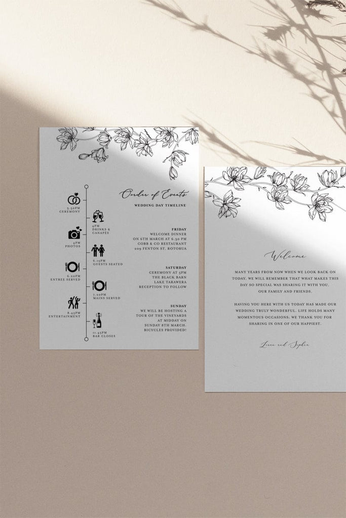 Magnolia Flower Wedding Order of Events Template