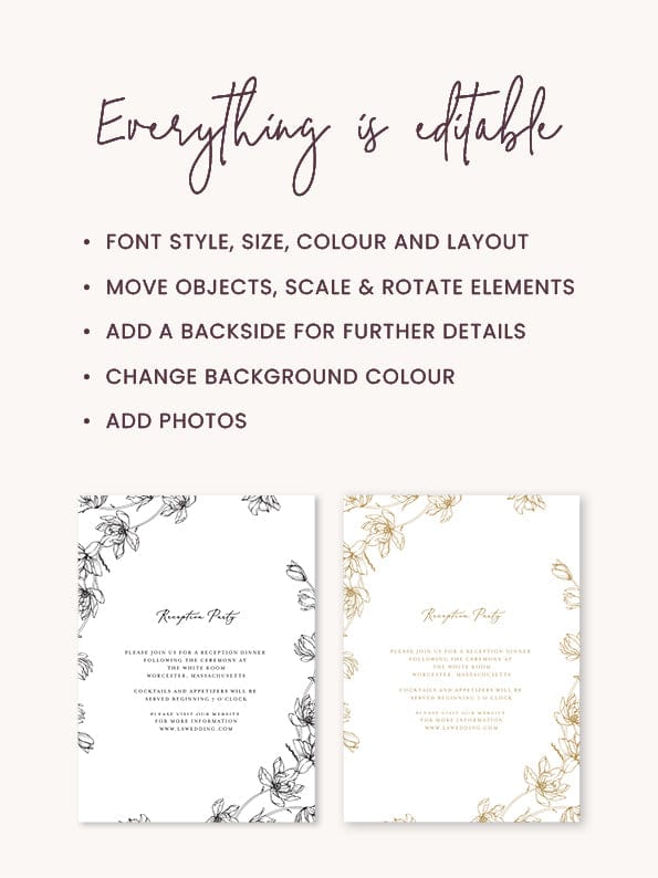 Magnolia Flower Wedding Reception Invitation Card