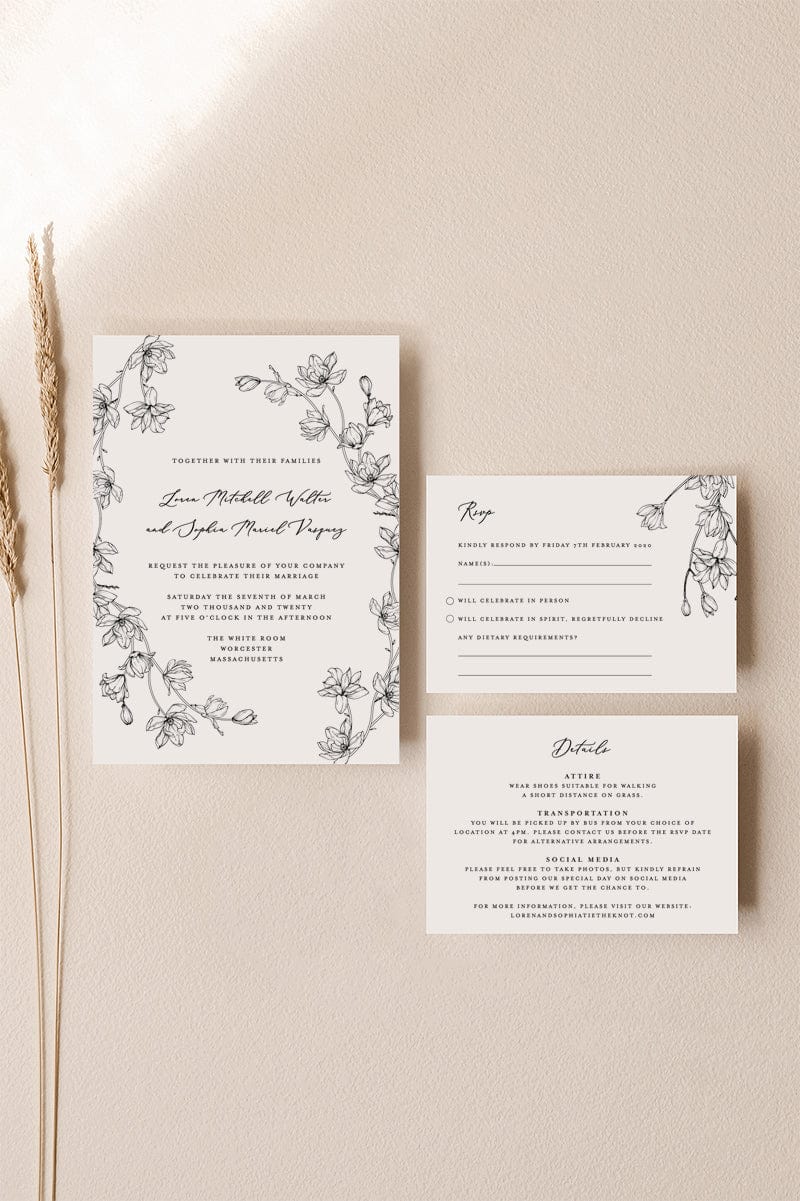 romantic floral wedding invitations