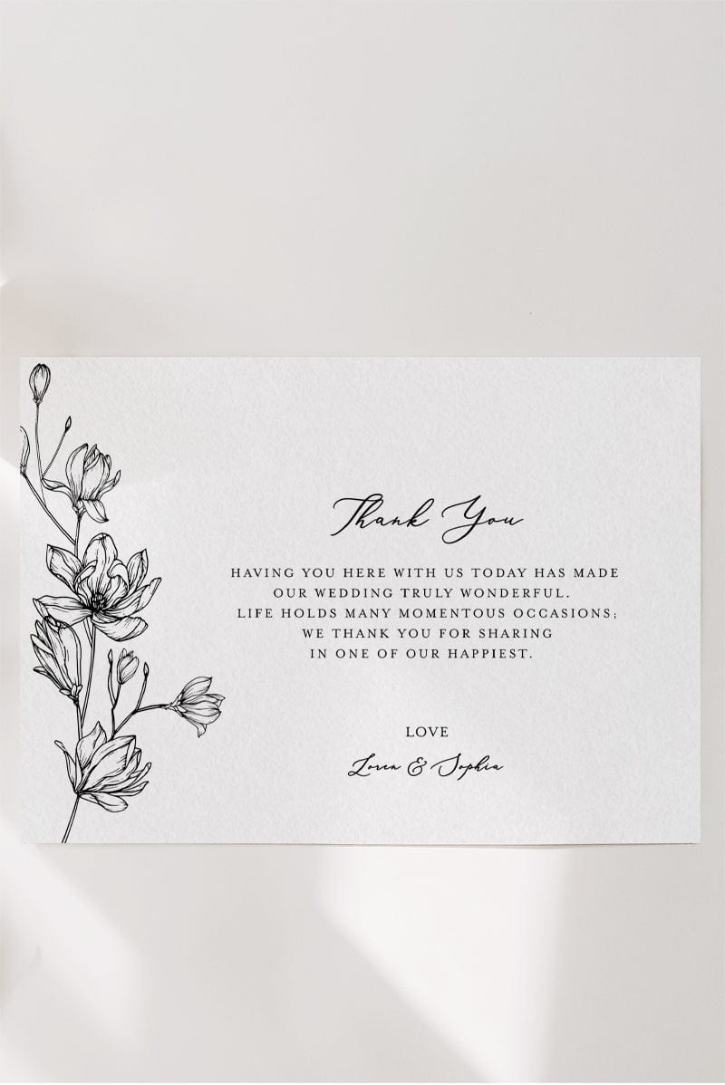 Magnolia Flower Wedding Thank You Card Template