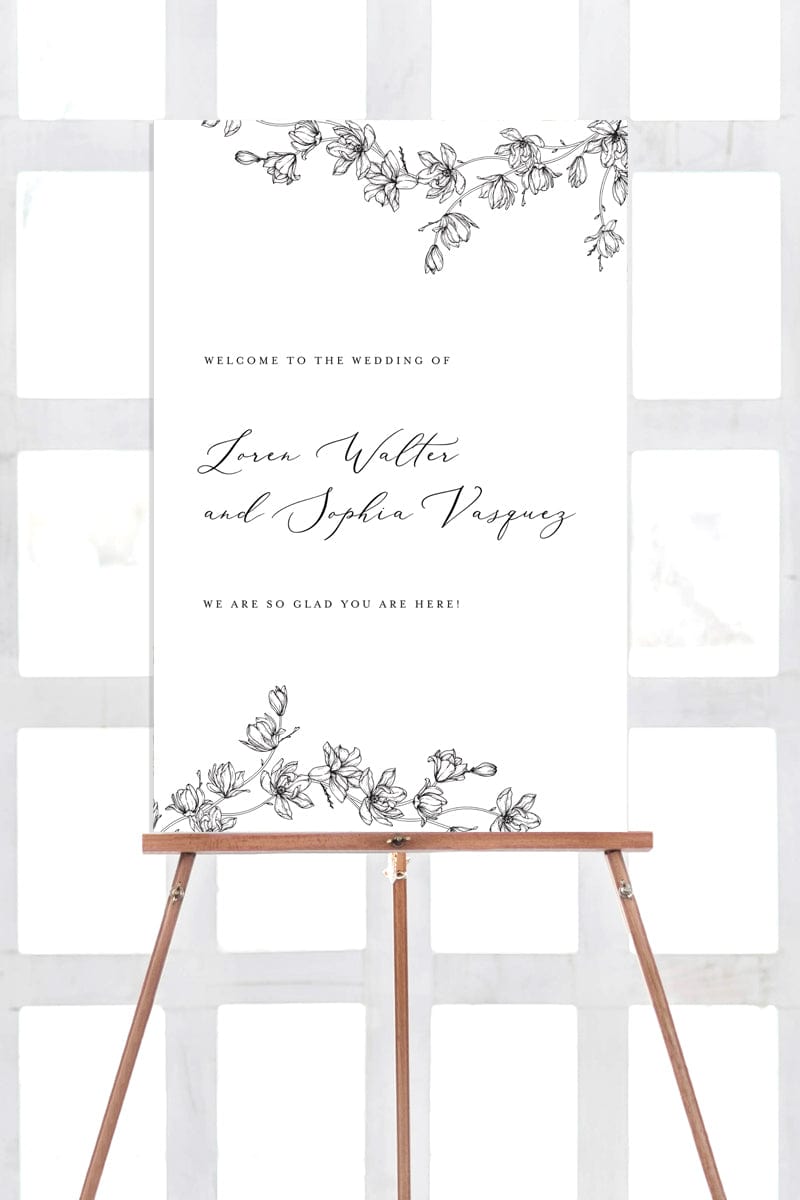 Magnolia Flower Wedding Welcome Sign Template