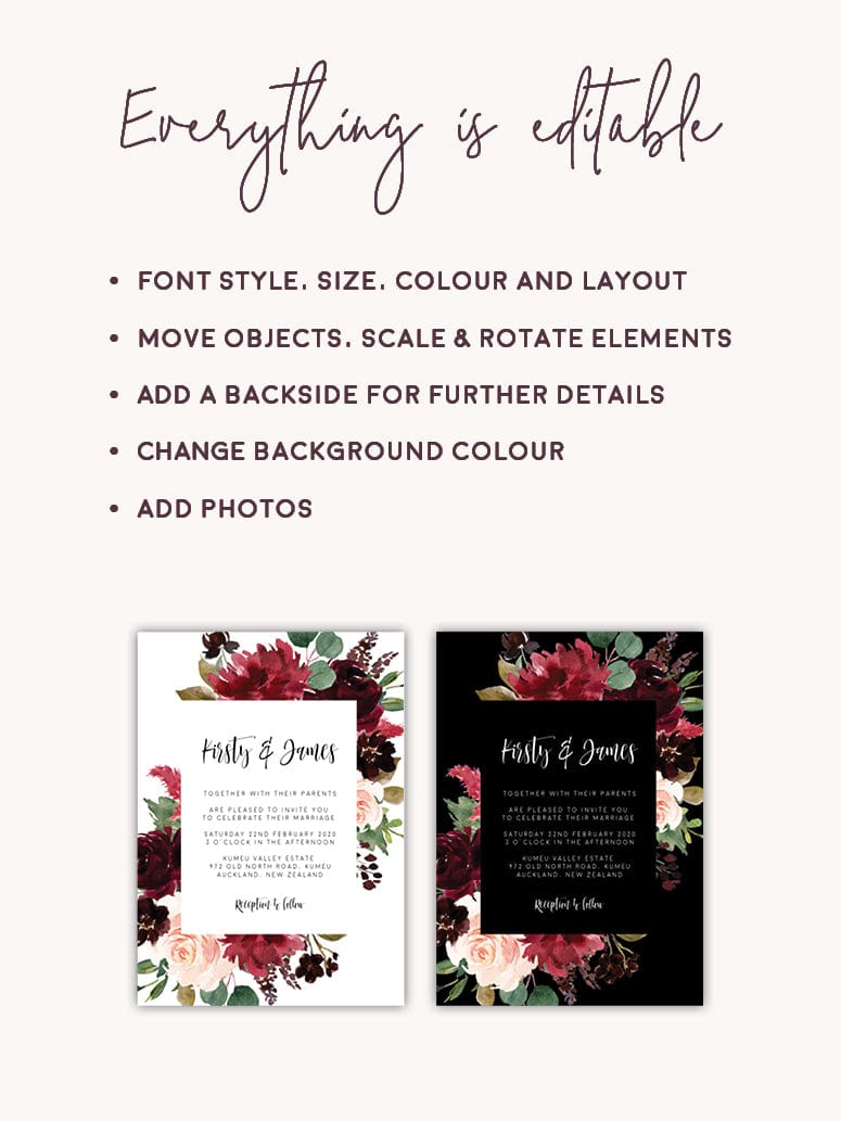 Marsala Wedding Invitation Template