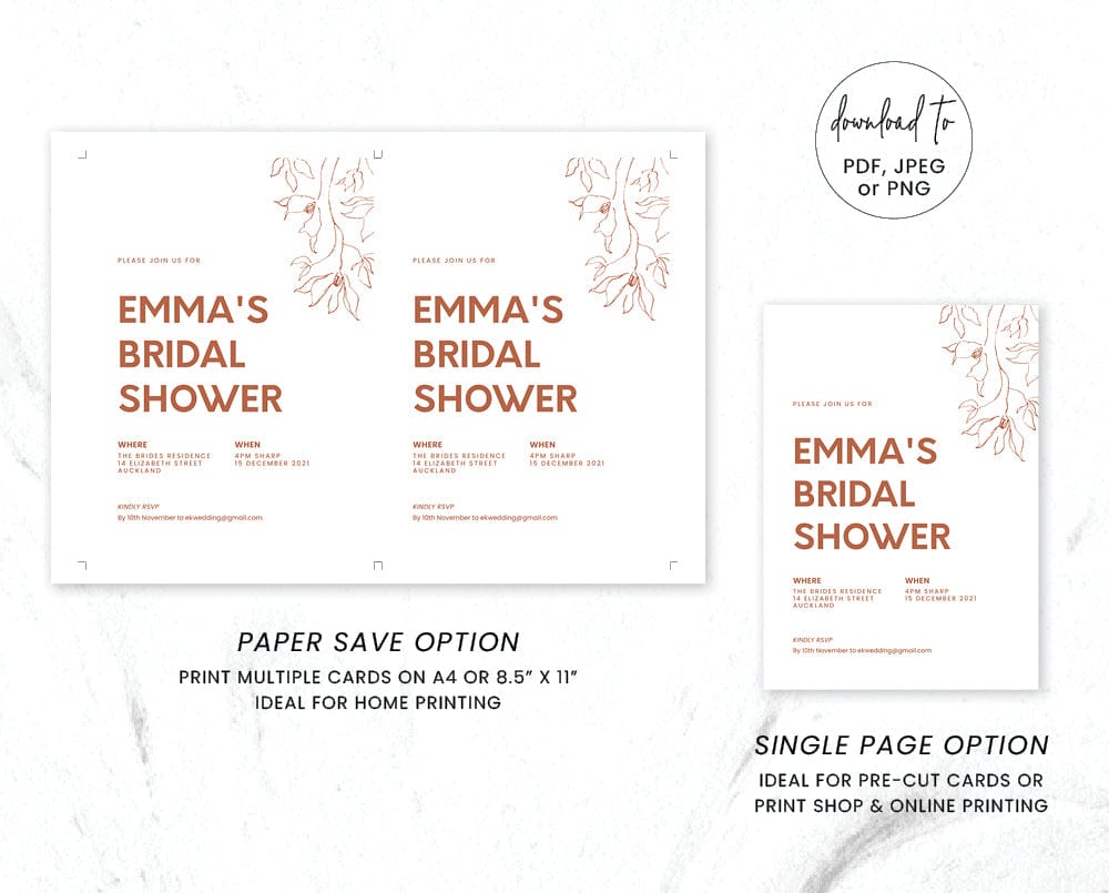 Minimal Bridal Shower Invitation Template