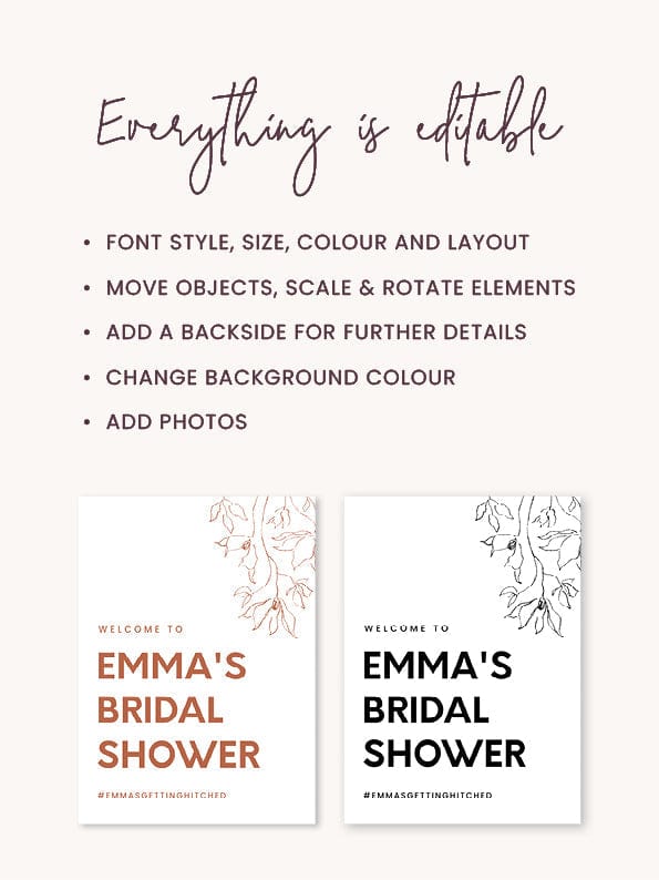 Minimal Bridal Shower Welcome Sign Template
