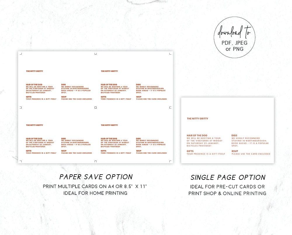 Minimal Wedding Details Card Template