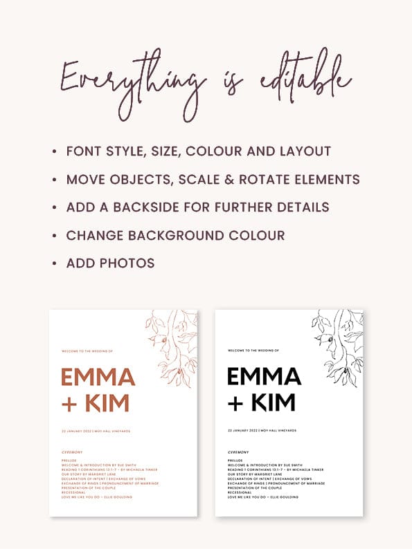 Minimal Wedding Fan Program Template