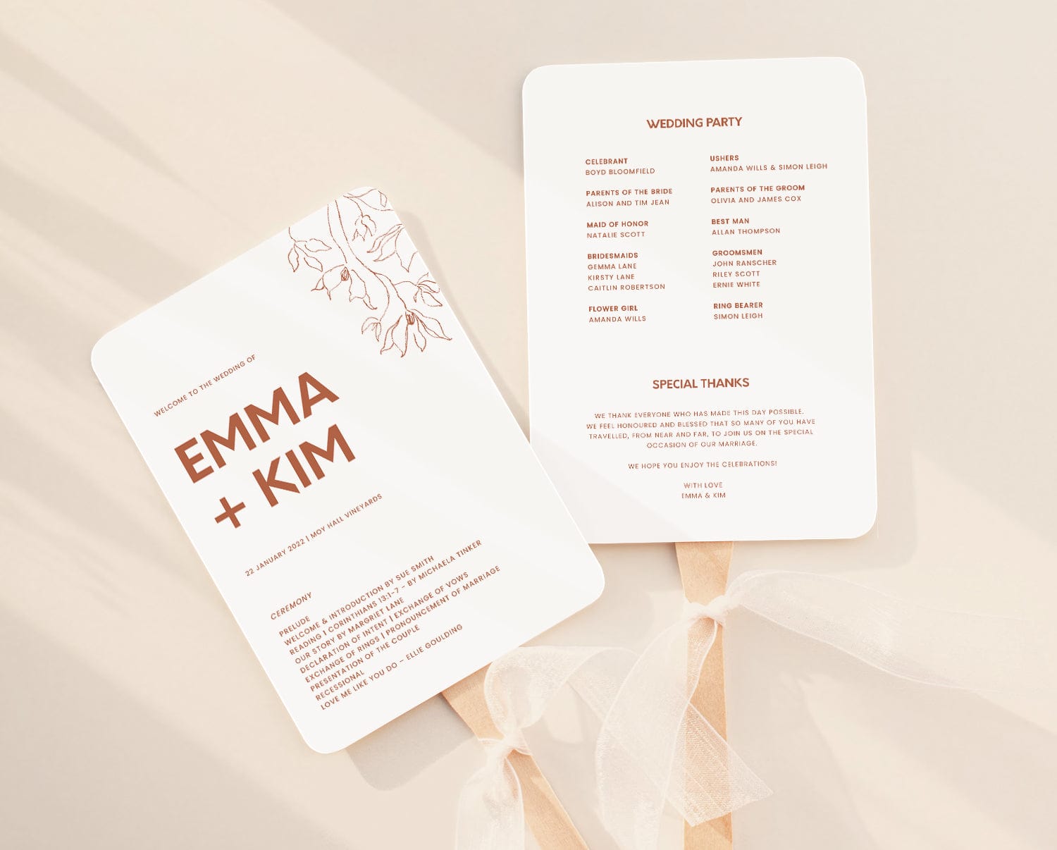 Minimal Wedding Fan Program Template